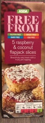 Asda Free From 5 Raspberry & Coconut Flapjack Slices pack