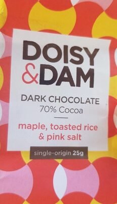 Doisy & Dam Maple, Toasted Rice & Pink Salt Dark Chocolate Snaps pack