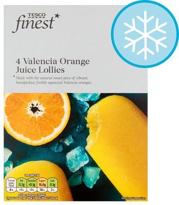 Tesco Finest Valencia Orange Juice Lollies 4 x 73ml pack